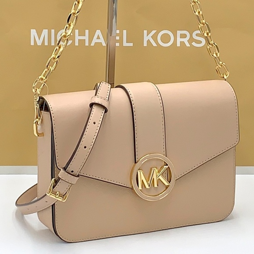 MICHAEL KORS CARMEN MEDIUM CONVERTIBLE SHOULDER BAG BUFF COLOR - Picture 1 of 16